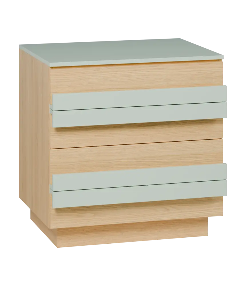 QL 2 - 84Z skříň šatní, 4-zásuvková, 820x800x620 mm, dub královský/šedozelinkavá